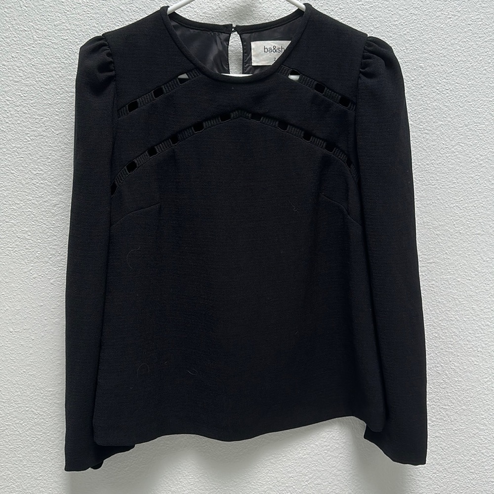 ba&sh black blouse with cut outs